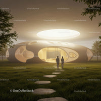 Futuristic Dome House in Scenic Evening Light