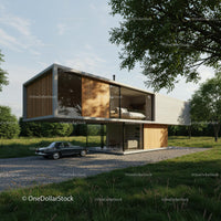 Modern Minimalist House with Glass Facade in Green Landscape
