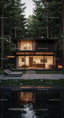 Modern Forest House with Glass Facade and Tranquil Pool