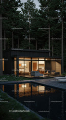 Modern Luxury Cabin with Glass Facade in Forest Setting