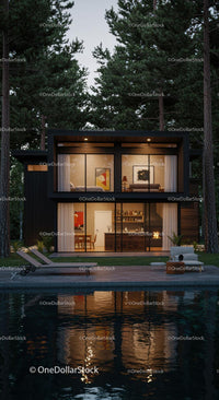 Modern Glass House Nestled in Tranquil Pine Forest