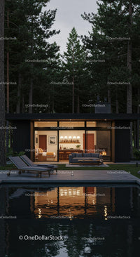 Modern Cabin Retreat with Pool in Forest Setting