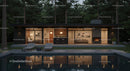 Contemporary Forest Retreat with Illuminated Poolside