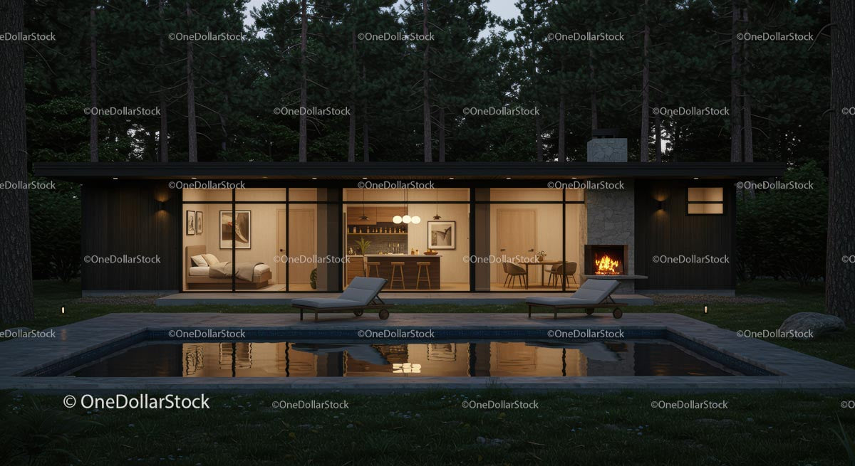 Luxury Modern Cabin with Glass Walls in Serene Forest Setting