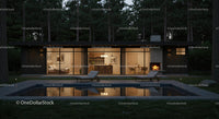 Luxury Modern Cabin with Glass Walls in Serene Forest Setting