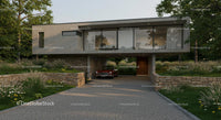 Luxury Modern House with Lush Landscaping and Carport