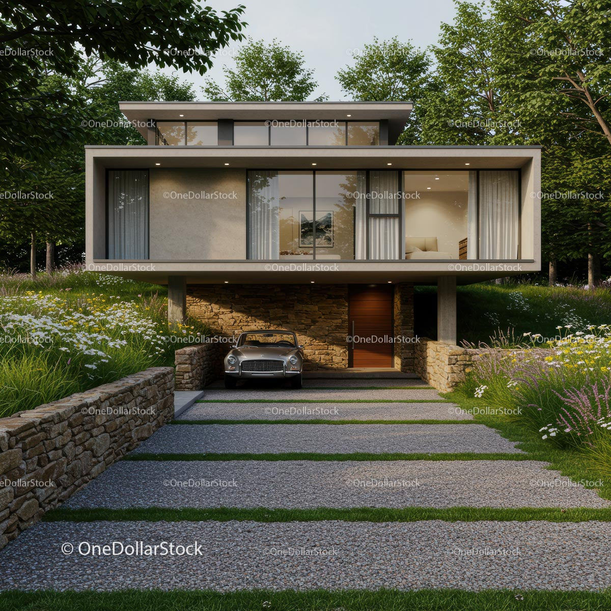 Modern Luxury Home Surrounded by Lush Greenery