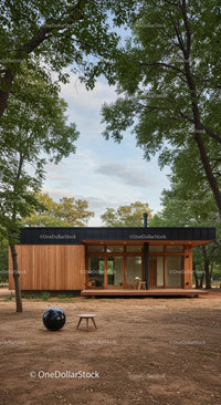 Modern Wooden House Surrounded by Forest Greenery