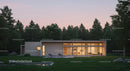 Contemporary Home Amidst Lush Forest at Sunset