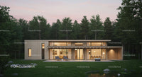 Modern Wooden House Amidst Lush Green Forest