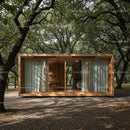 Modern Wooden Cabin in Tranquil Forest Landscape