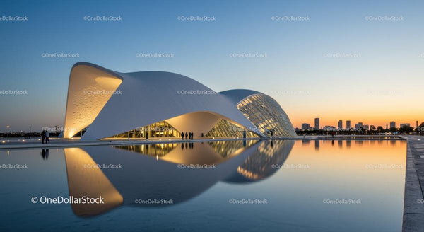 Futurystyczny Cud Architektury o Zachodzie Słońca