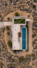 Aerial View of Modern Desert Home with Pool and Garden