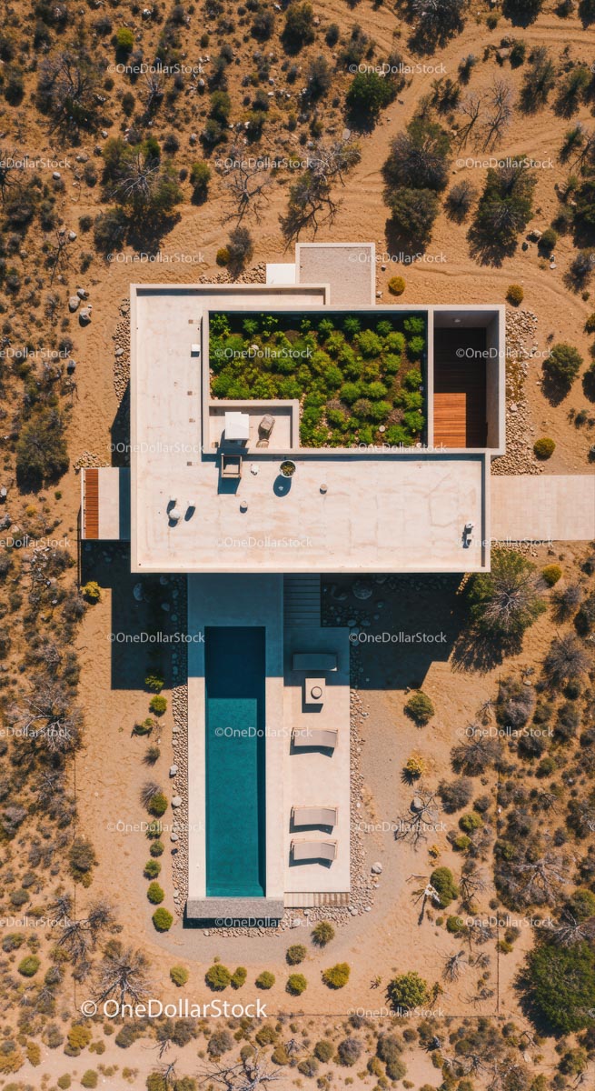 Modern Desert Villa with Green Roof and Pool