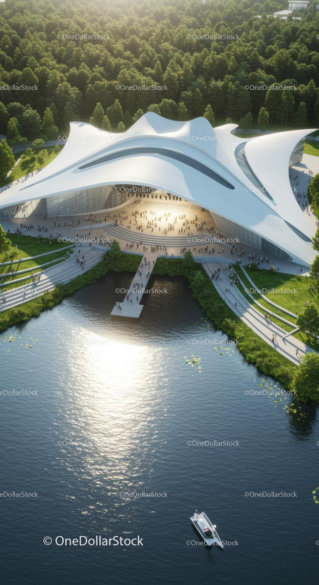 Futuristic Architectural Marvel by the Riverside