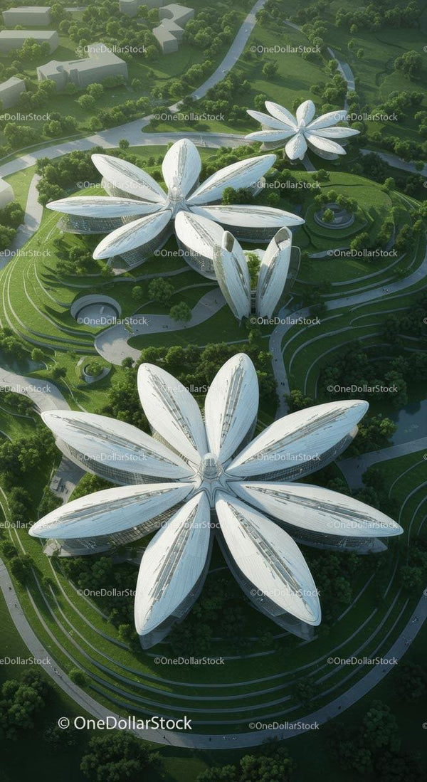 Futurystyczny Kompleks Architektoniczny Inspirowany Kwiatami