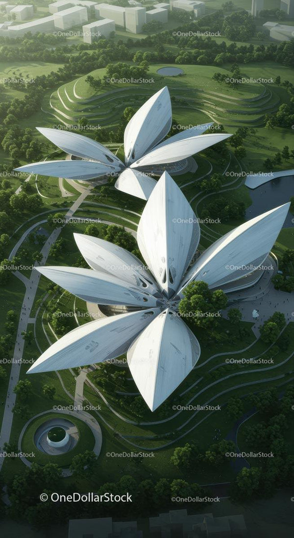 Futurystyczny Park Miejski z Nowoczesnym Projektem Architektonicznym