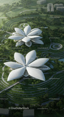 Aerial View of Futuristic Eco-Friendly Buildings