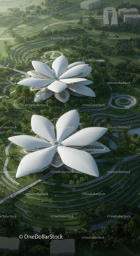 Aerial View of Futuristic Eco-Friendly Buildings