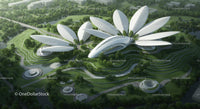 Futuristic White Petal-Shaped Architectural Complex