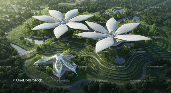 Futurystyczna architektura inspirowana kwiatami w Green Park