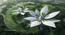 Futuristic Eco-Architecture in Lush Green Forest
