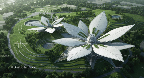 Futurystyczna Ekologiczna Architektura w Bujnym Zielonym Lesie