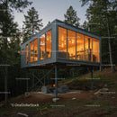 Modern Glass Cabin Retreat in Forest Setting