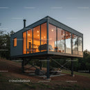 Modern Glass-Walled House Surrounded by Nature