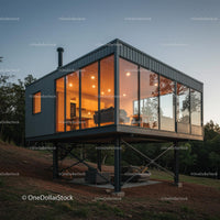 Modern Glass-Walled House Surrounded by Nature