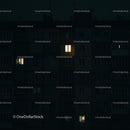 Illuminated Windows in Dark Urban Building