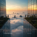 Majestic Skyscrapers Above the Clouds at Sunset