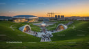 Futuristic Architectural Complex at Sunset