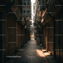 Narrow Urban Alleyway with Traditional Signs