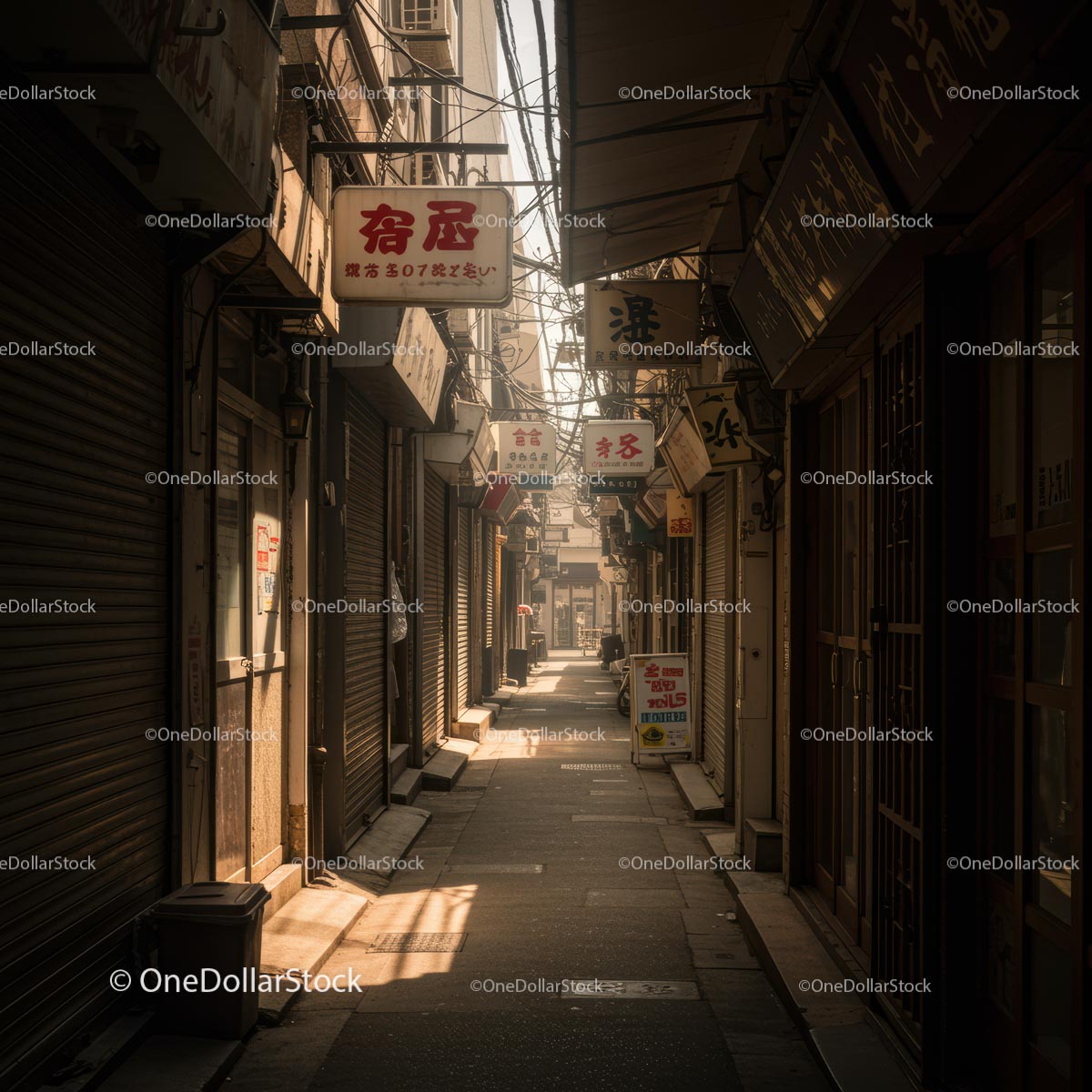 Quiet Japanese Alleyway with Traditional Signs