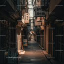 Narrow Japanese Alleyway with Traditional Signage