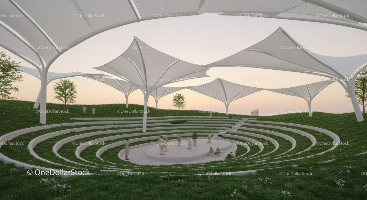 Modern Outdoor Amphitheater with Abstract Canopy Design