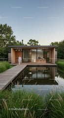 Modern Wooden House with Spacious Glass Design