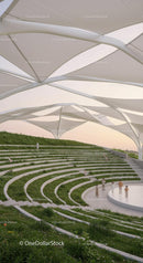 Futuristic Amphitheater with Green Terraced Seating