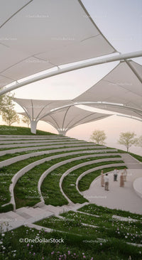 Modern Open-Air Amphitheater with White Canopy