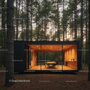 Modern Glass Cabin Nestled Among Majestic Pine Trees
