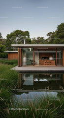 Modern Glass House Amidst Lush Greenery