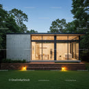 Modern Glass House in Serene Green Setting