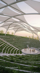 Modern Amphitheater with Green Seating and Canopy Design
