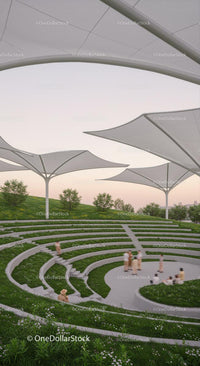 Modern Amphitheater with Canopy and Green Surroundings