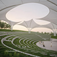 Modern Open-Air Amphitheater with Elegant White Canopy