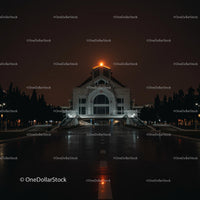 Illuminated Architectural Building at Night