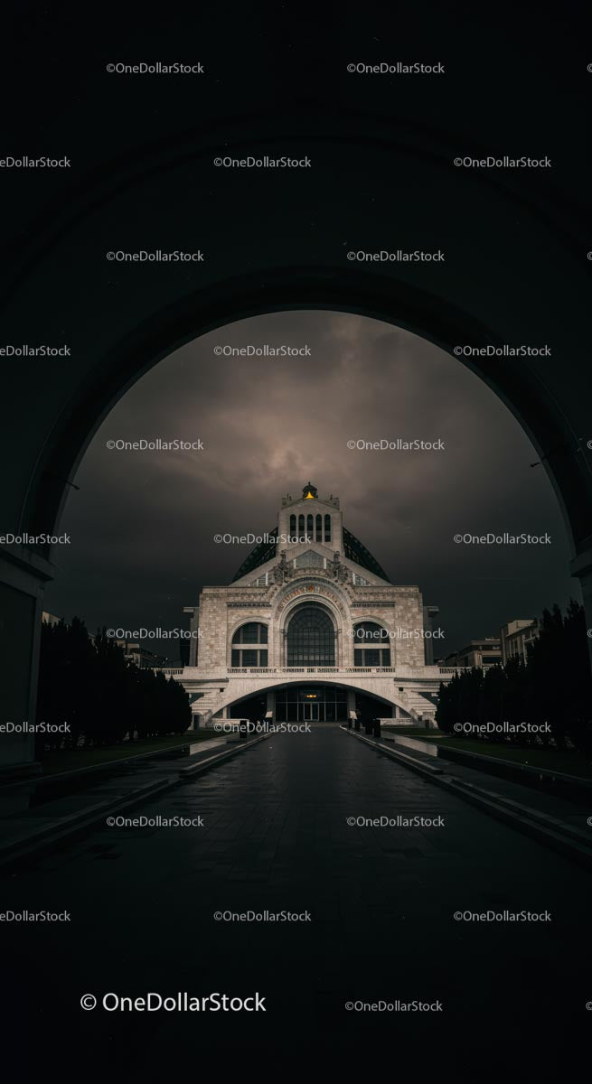 Historic Building Under Dramatic Night Sky