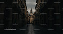 Historic European Street Leading to Baroque Church