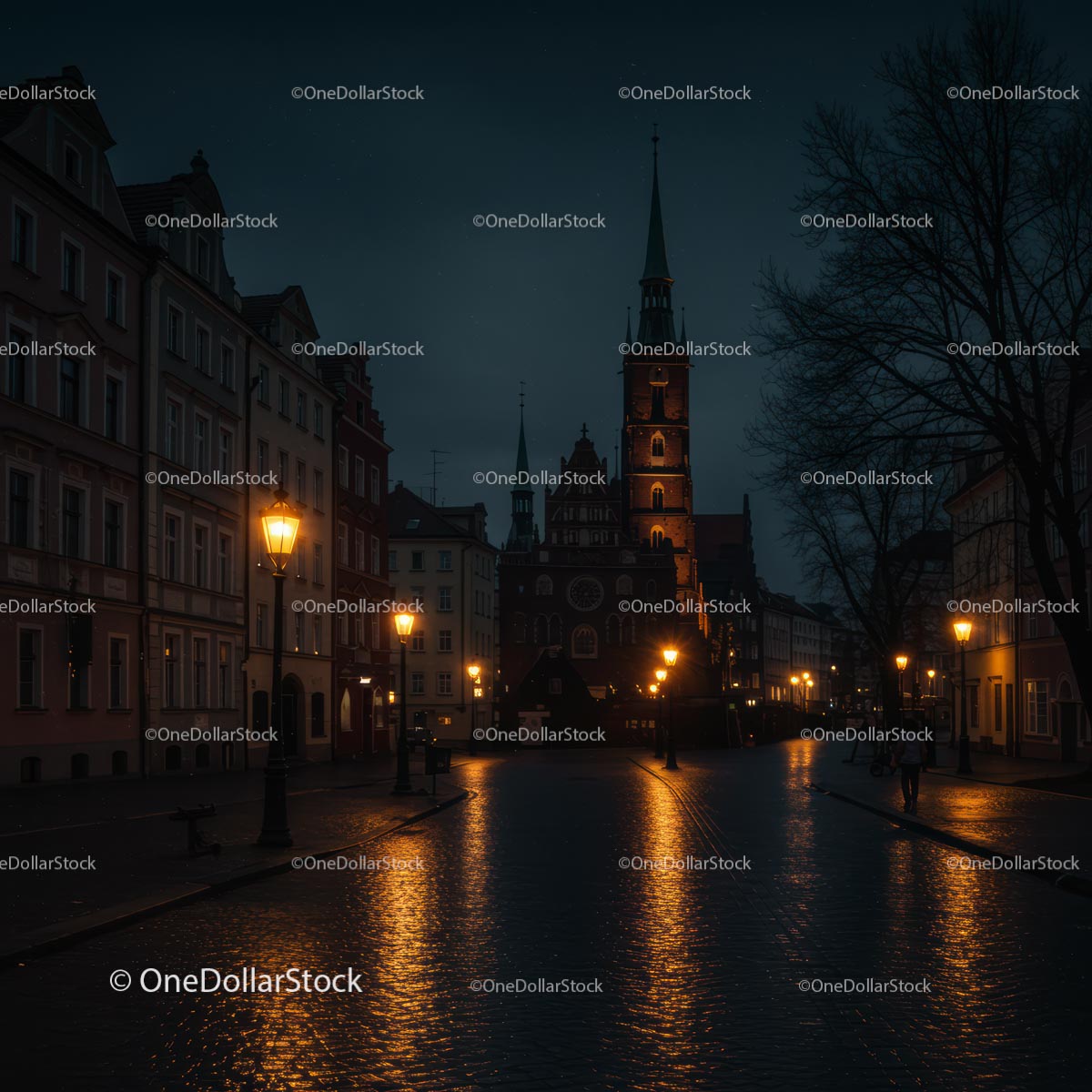 Quiet Night in a Historic European City
